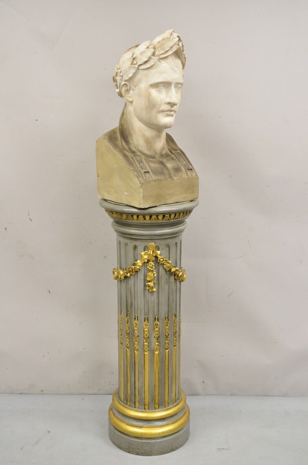 Vintage Lrg Napoleon as Caesar Cast Plaster Bust Sculpture After Antonio Canova