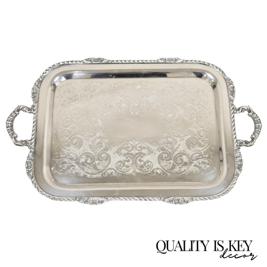 Vintage Marlboro Victorian Style Silver Plated Butlers Serving Platter Tray