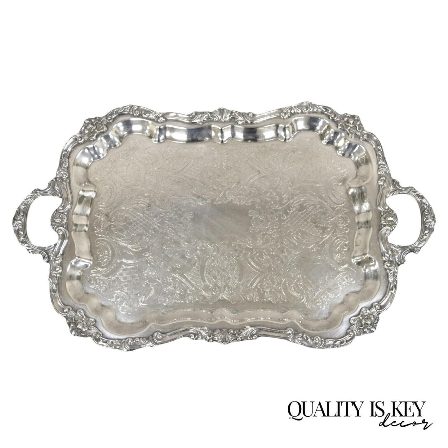 Vintage Sheridan Victorian Scalloped Silver Plated Serving Platter Tray