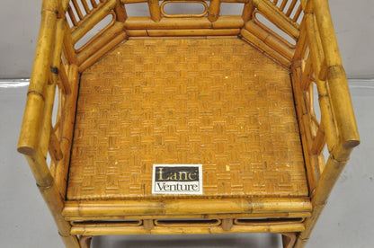 Vintage Lane Bamboo Fretwork Rattan Hollywood Regency Club Lounge Chair