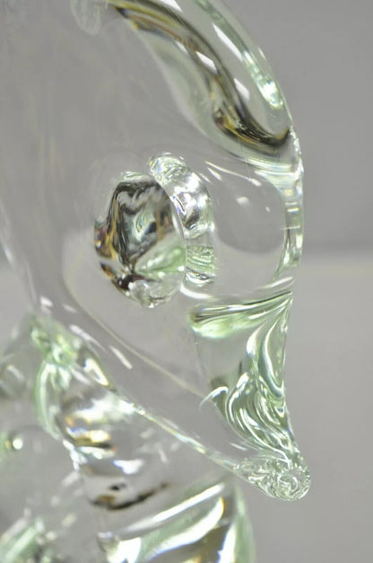 Vintage Italian Crystal Glass 16" Abstract Fish Sculpture Statue Signed to Base