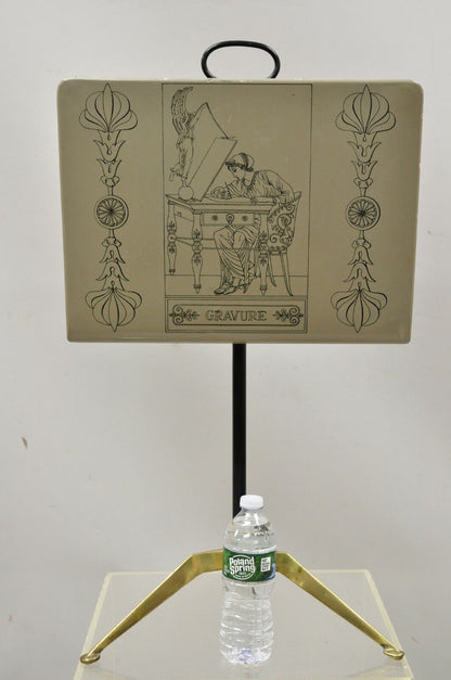 Piero Fornasetti Gravure Italian Mid Century Modern Magazine Rack Brass Stand