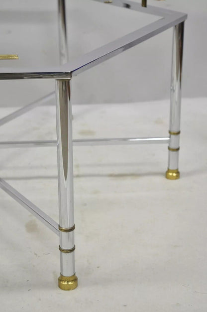 Italian Directoire Maison Jansen Style Steel and Brass Hexagonal Coffee Table