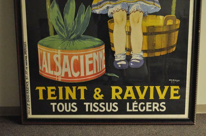 Huge Original 1920s French Art Deco Poster L'Alsacienne Teint & Ravive Ch Roux