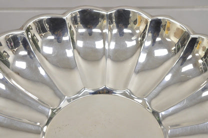 Vintage Eales Modern Scalloped Rim Silver Plated Round Fruit Bowl Platter