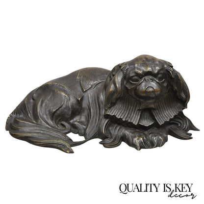 Antique Henri Prozinski "Pekingese" French Bronze Figural Show Dog Sculpture