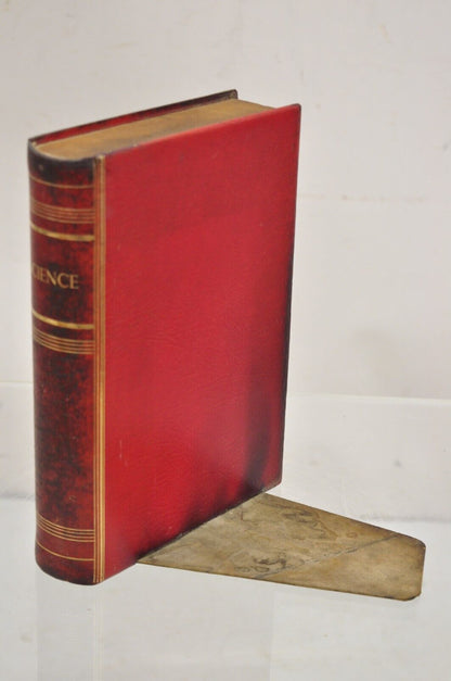 Vintage Italian Regency Red Leather Bound "Science" Faux Book Bookend