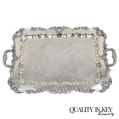 Antique WSB English Victorian Heavy Silver Plated Ornate Serving Platter Tray