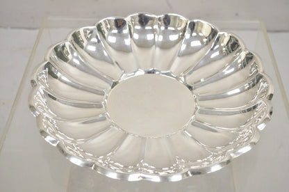 Vintage Eales Modern Scalloped Rim Silver Plated Round Fruit Bowl Platter