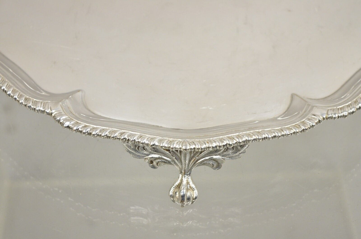 Antique English Victorian Silver Plated Serving Platter Tray Salver w/ Unicorn