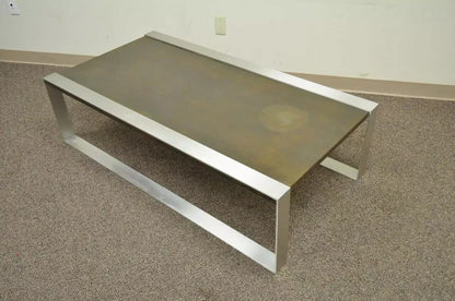 Vintage Mid Century Modern Copper and Brushed Steel Coffee Table