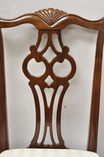 Vintage American Drew Cherry Wood Chippendale Style Dining Chairs - Set of 6