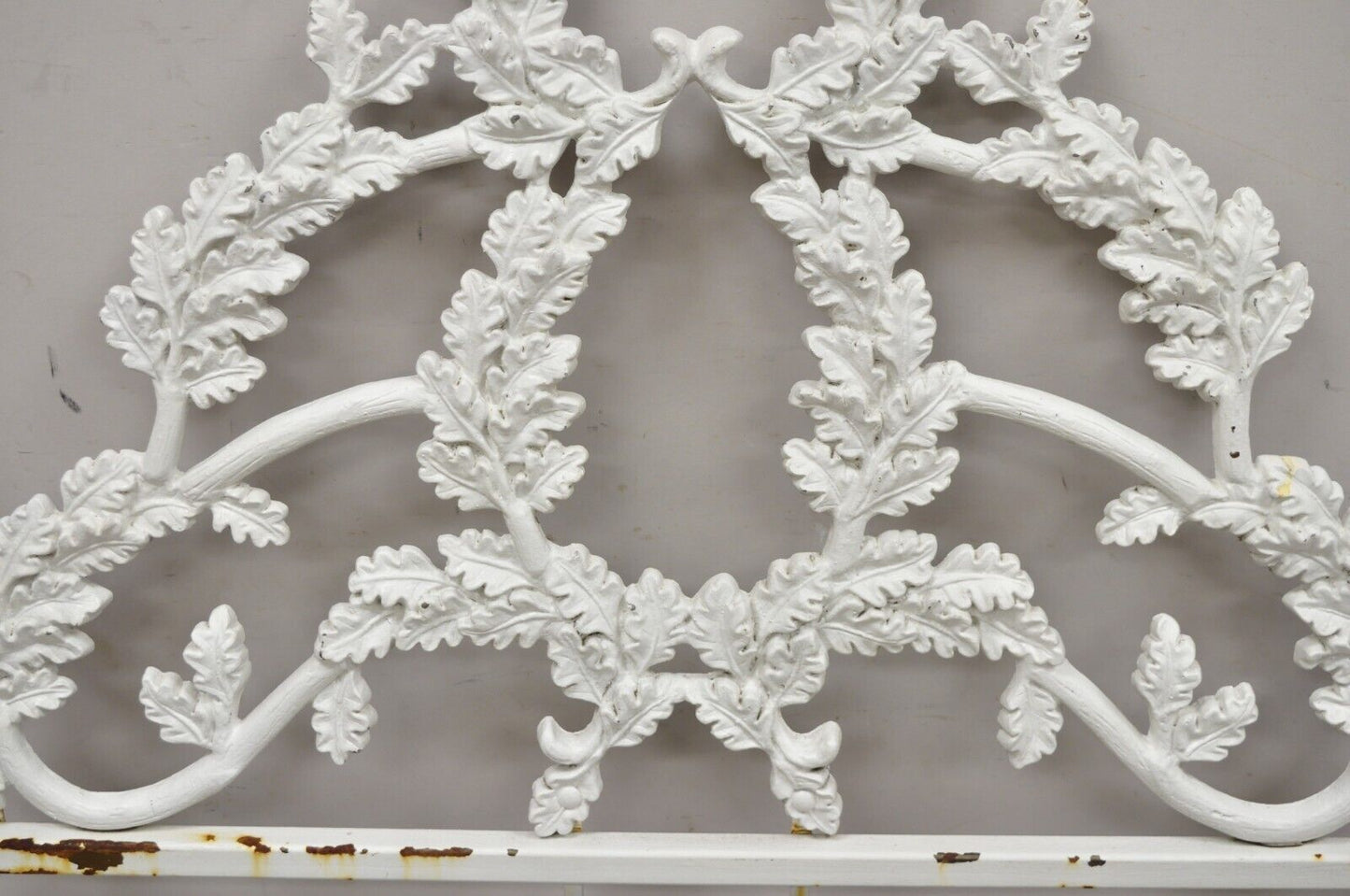 Vintage French Rococo Style Crown Branch & Leaf Twin Single Cast Iron Headboard