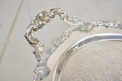 Vtg Sheffield English Victorian Style Silver Plated Oval Serving Platter Tray