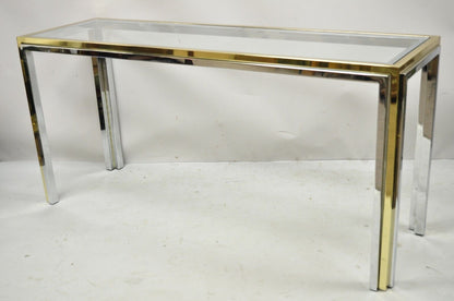 Romeo Rega Modern Maison Jansen Style Chrome and Brass Console Sofa Hall Table