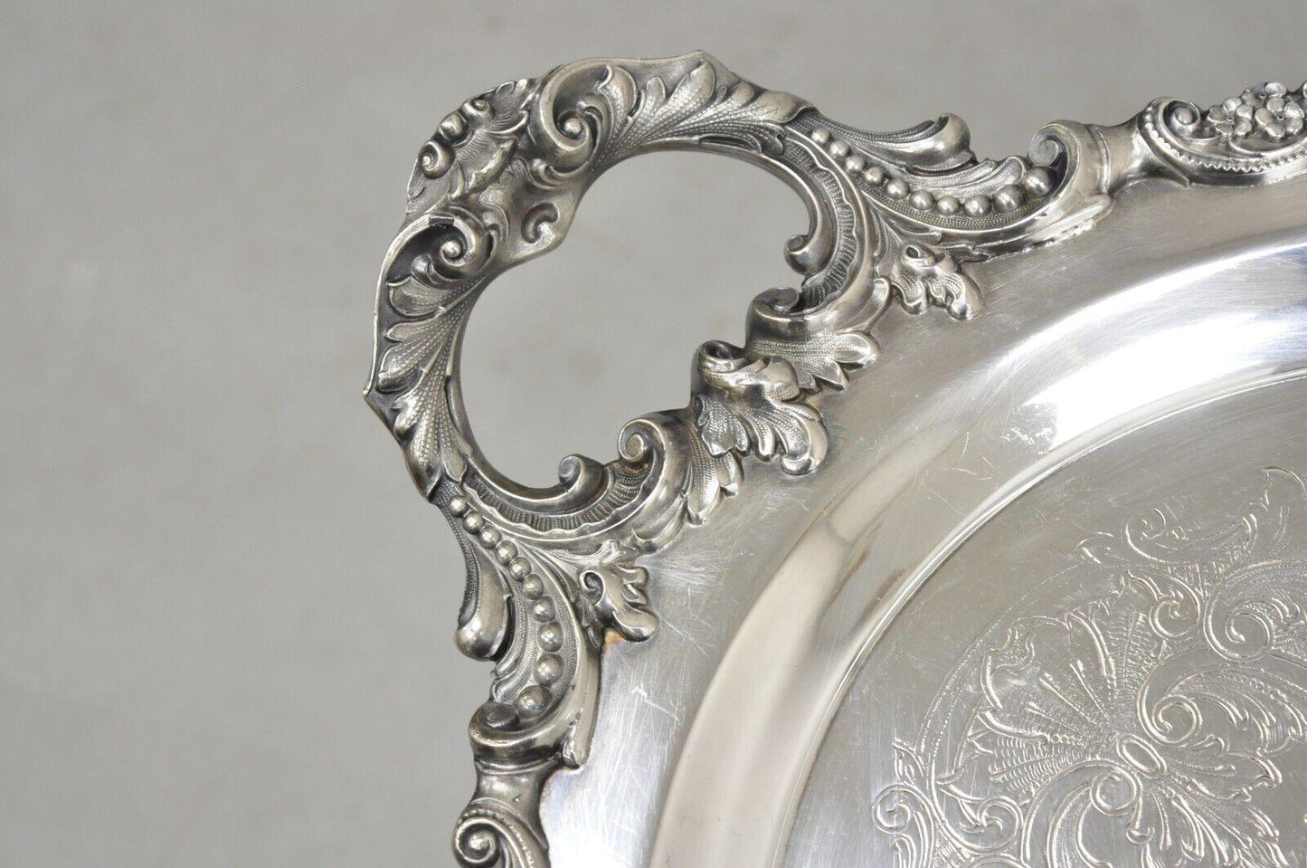 Vintage Baroque by Wallace Oval Silver Plated Victorian Serving Platter Tray