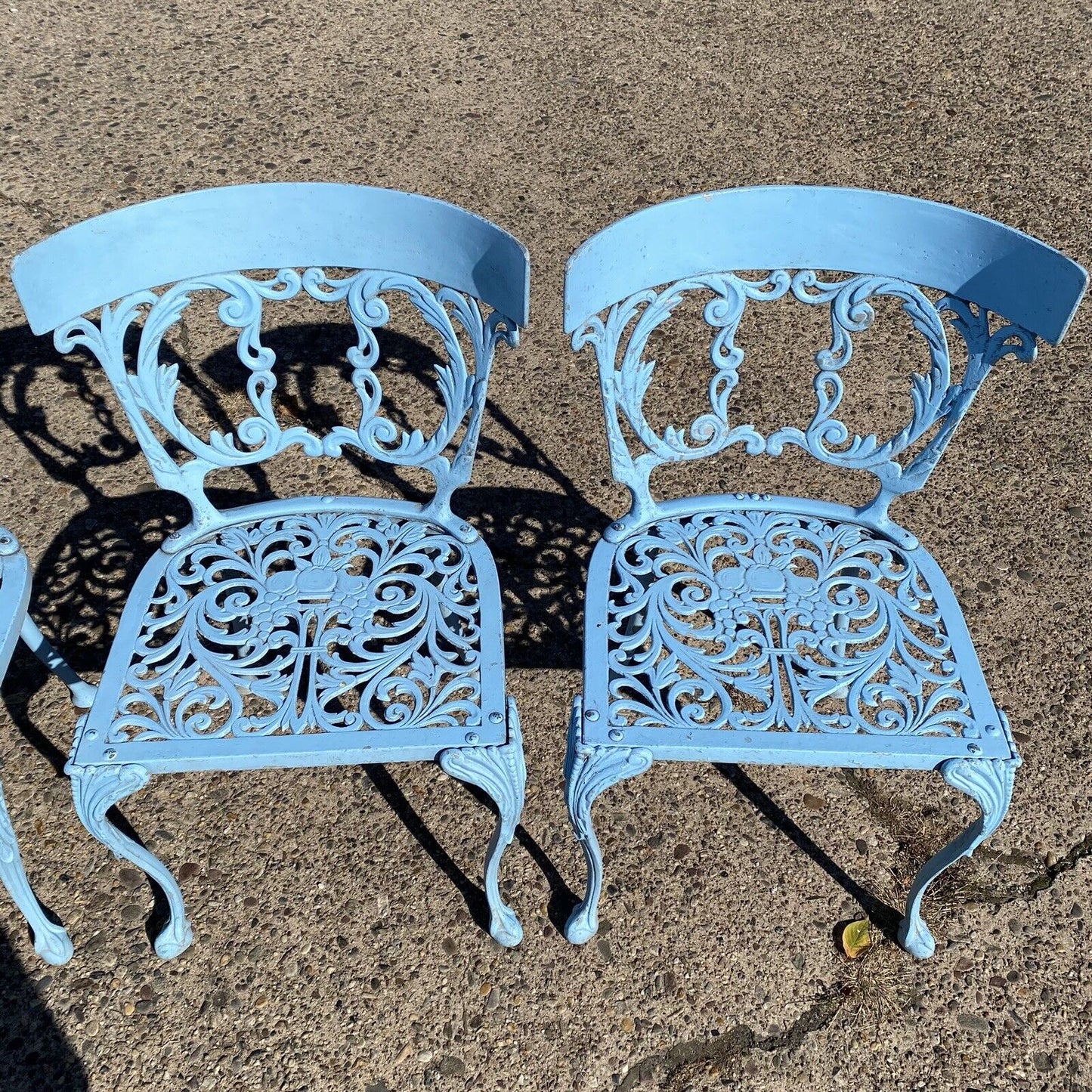 Vintage Molla Cast Aluminum Victorian Style Blue Garden Patio Dining Set - 5 Pcs