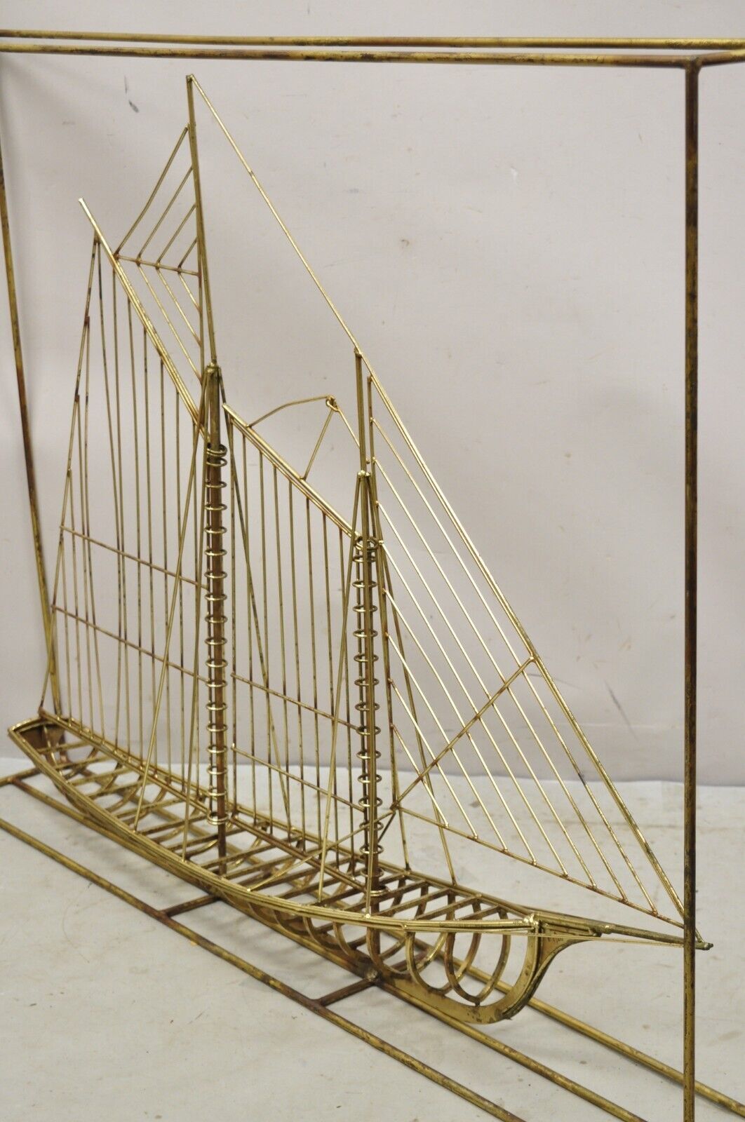 Large Curtis Jere Metal Clipper Ship 3D Sailboat Mid Century Modern Sculpture