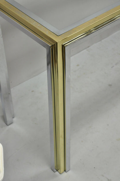 Romeo Rega Modern Maison Jansen Style Chrome and Brass Console Sofa Hall Table