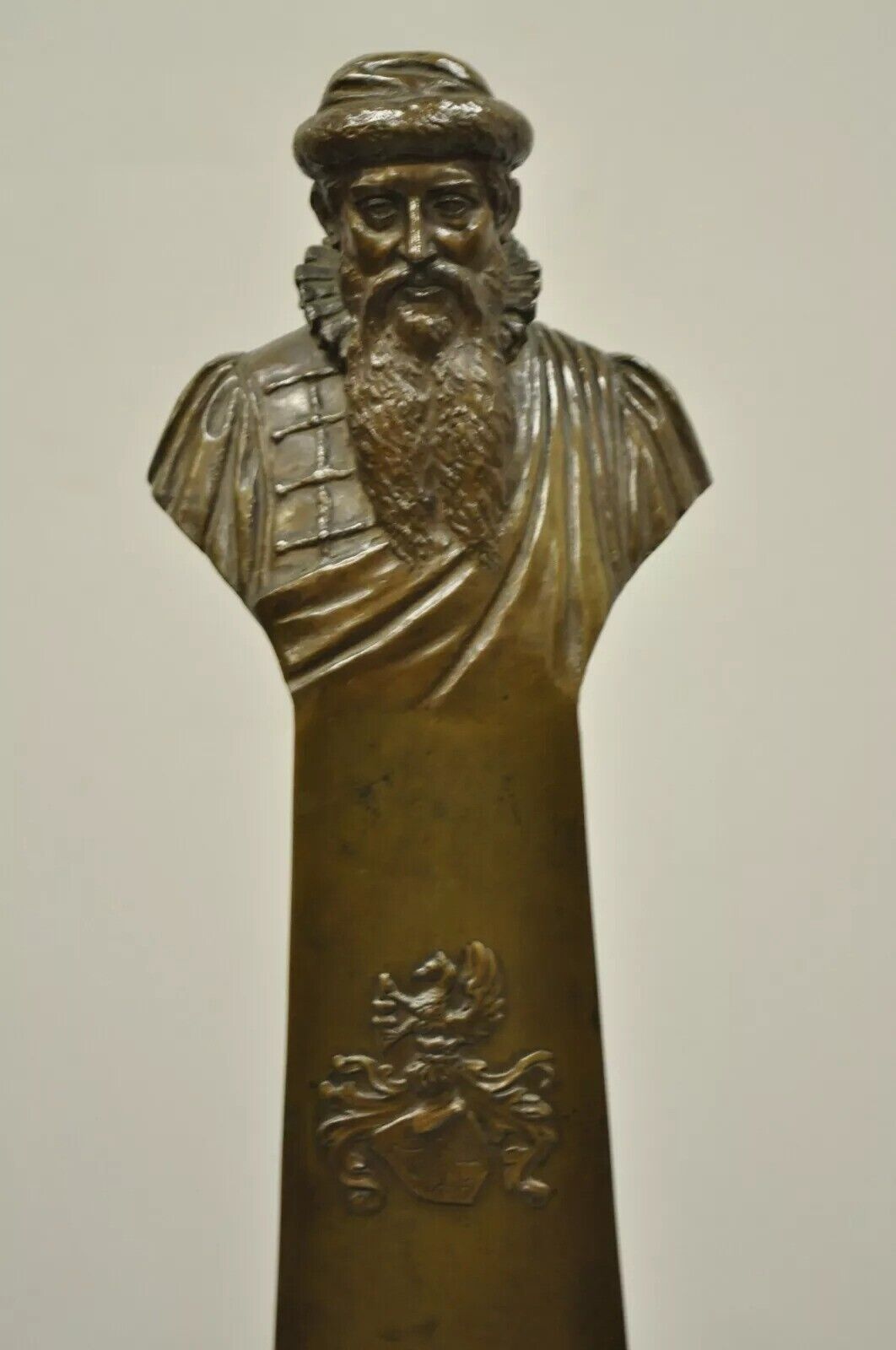 Antique Bronze and Marble 23" Bust of Elizabethan Man by Arthur Konn, c. 1920