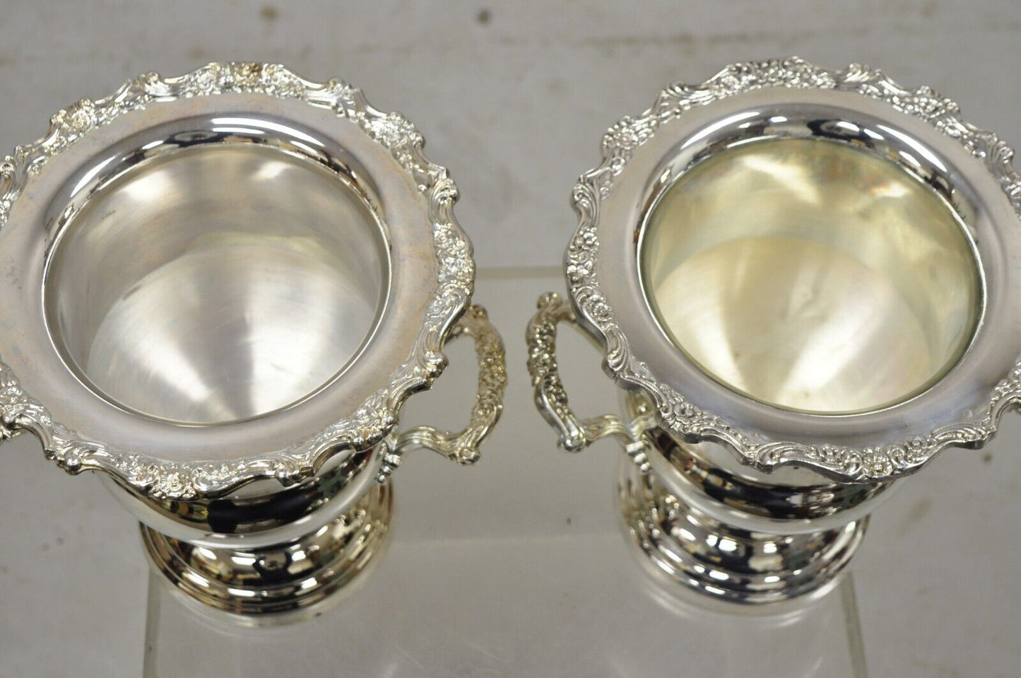 Vintage Oneida Regency Style Silver Plated Champagne Ice Bucket - a Pair