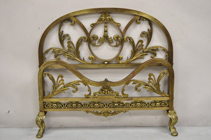 Antique French Victorian Solid Brass Patinated Leafy Scrollwork Twin Bed Frame