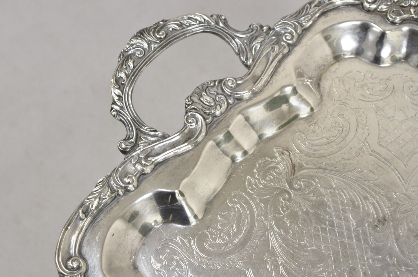 Vintage Sheridan Victorian Scalloped Silver Plated Serving Platter Tray