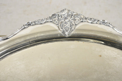 Vintage Miyata English Victorian Silver Plated Oval Floral Repousse Platter Tray