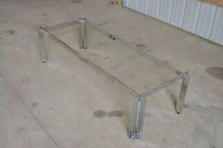 Mid Century Modern Chrome and Smoked Glass Coffee Table after Milo Baughman