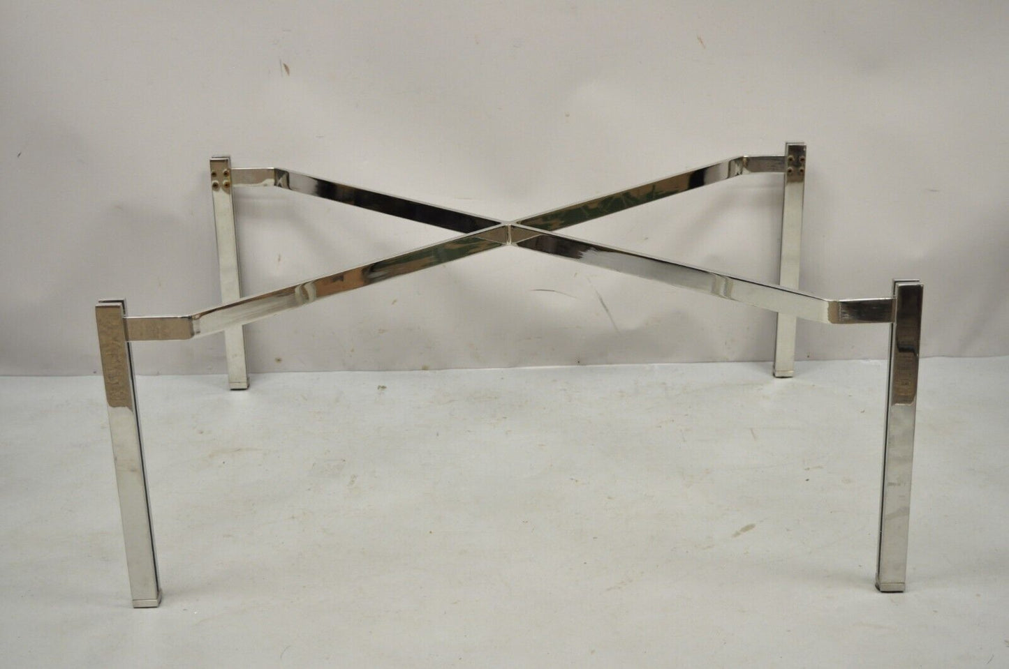 Mid Century Modern Chrome Metal X-frame Baughman Style Coffee Table Base