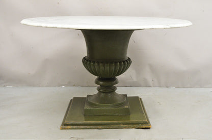 Italian Classical Cast Iron Urn Planter Pedestal Base Round Marble Dining Table