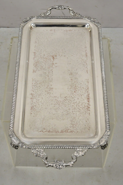 Vintage Victorian Style Silver Plated Twin Handle Ornate Serving Platter Tray