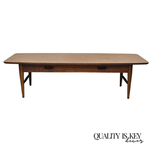 Lane Mid Century Modern 56" Long Surfboard Laminate Top Coffee Table with Drawer