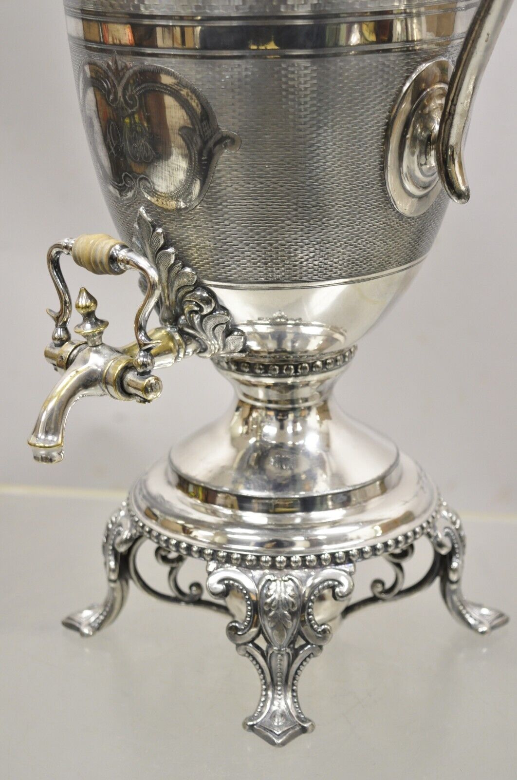 English Regency Silver Plated Urn Twin Handle Coffee Drink Dispenser Samovar