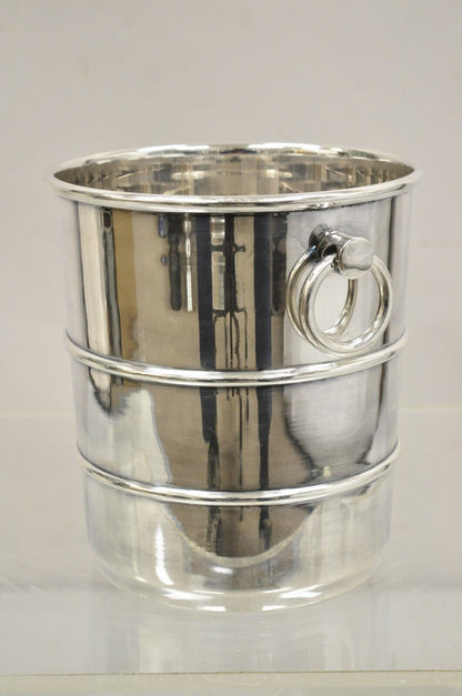 Vintage Hollywood Regency Silver Plated Champagne Chiller Ice Bucket Ring Handle