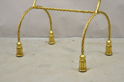 Vtg Italian Hollywood Regency Gold Gilt Metal Iron Towel Rack with Tassel Feet