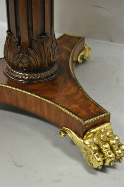 Maitland Smith French Empire Regency Leather Top Brass Paw Feet Center Table