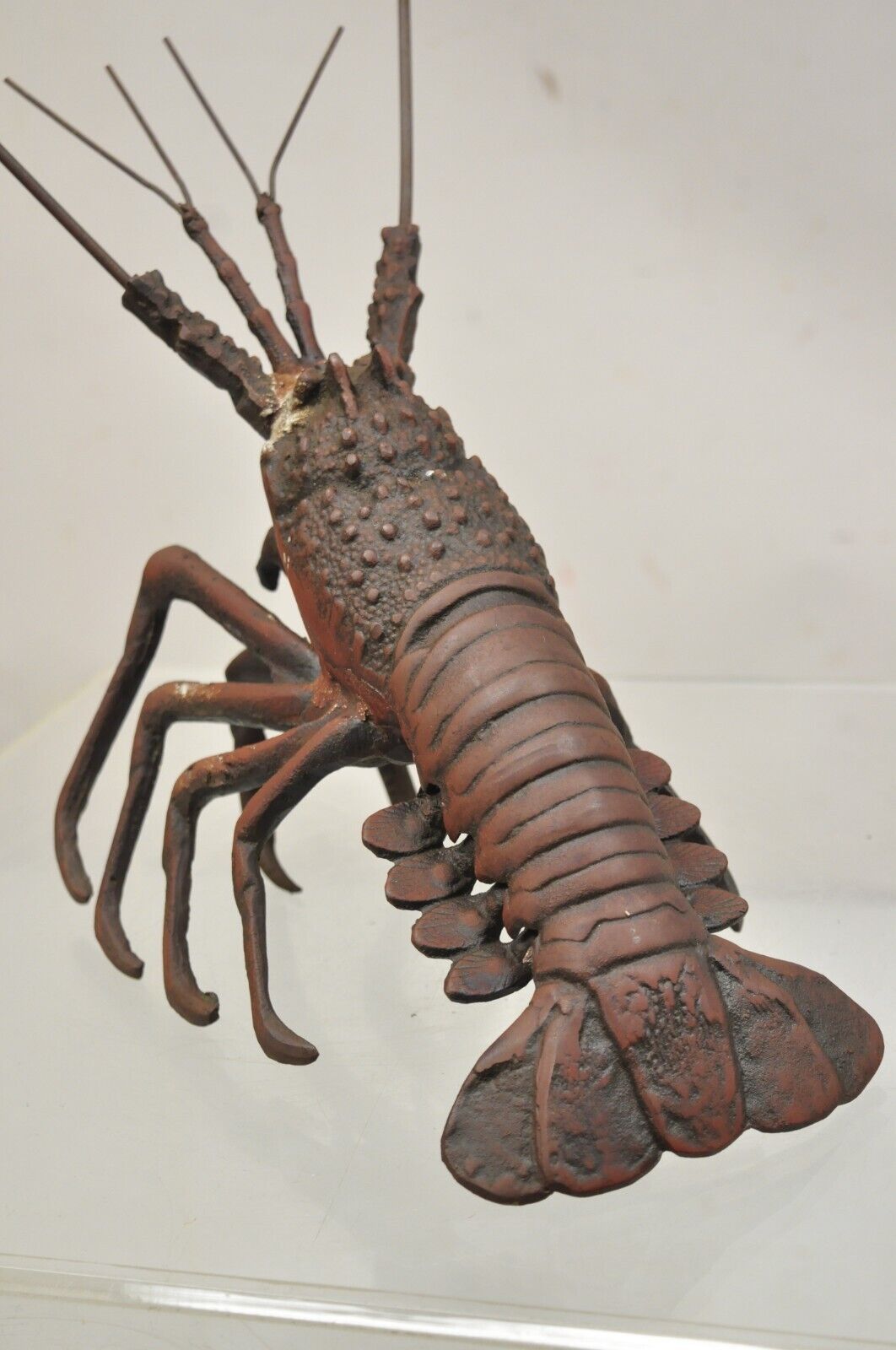 Vintage Meiji Japanese Style Cast Iron Metal Large Lobster Sculpture