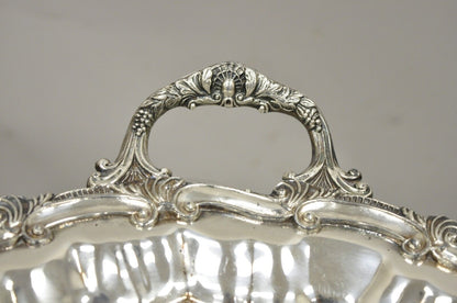 Regency Style Ornate Heavy Silver Plated Twin Handle Scalloped Platter Tray