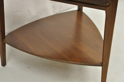 Vintage Mersman Mid Century Modern Walnut and Formica Top Guitar Pick Side Table