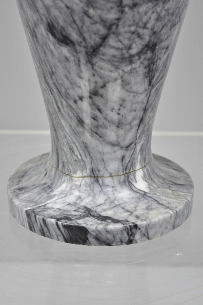 Italian Classical Carved Marble Black & White Urn Form 22" Tall Vase Vessel