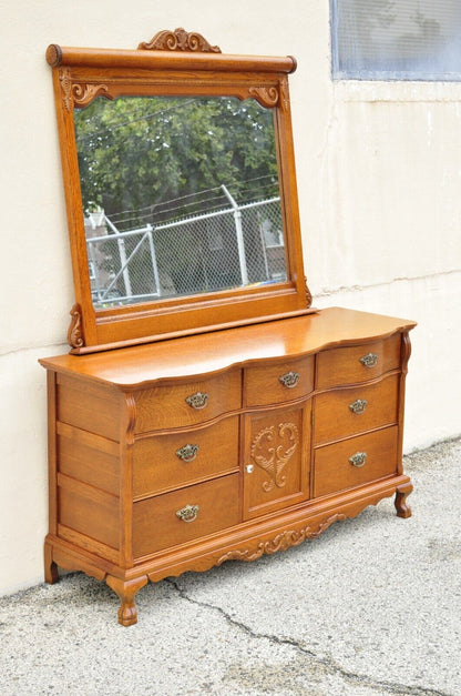 Lexington Victorian Sampler Oak Triple Dresser with Mirror