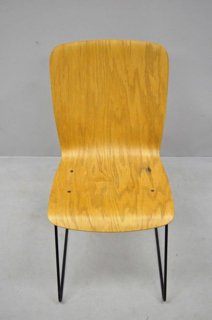 Vintage Mid Century Modern Bent Plywood Iron Base Tilt Back Side Chair