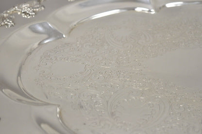 English Victorian Regency Silver Plate Oval Grapevine Platter Tray with Monogram