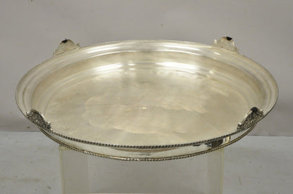 Large Silver Plate Regency Style 28" Round Platform Platter Pedestal Tray