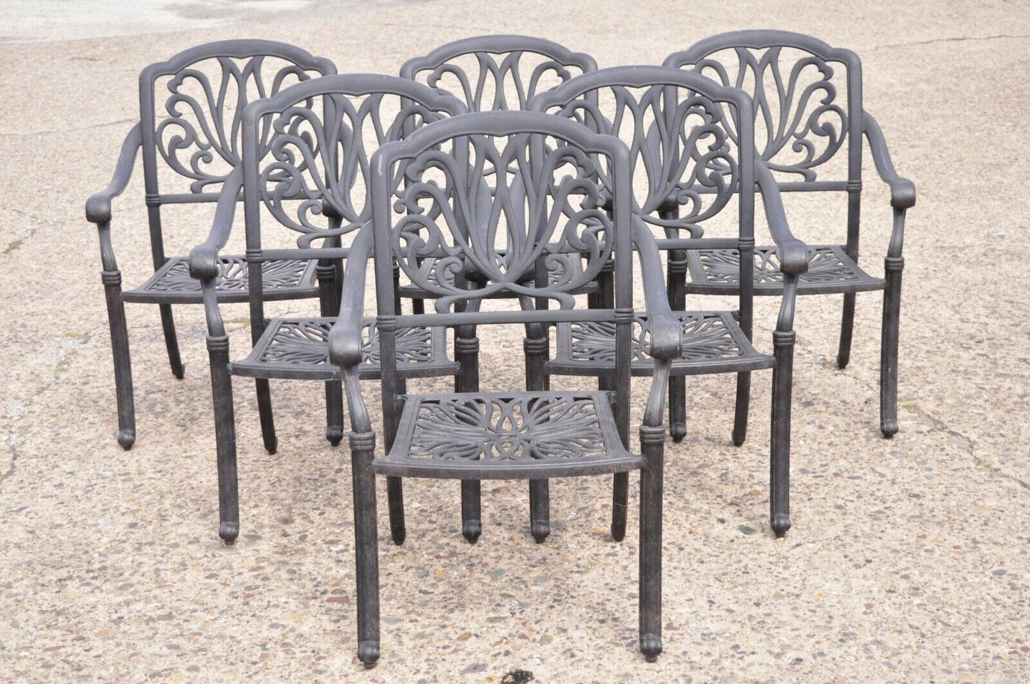 KB Patio Elizabeth Collection Aluminum Garden Patio Dining Arm Chairs - Set of 6