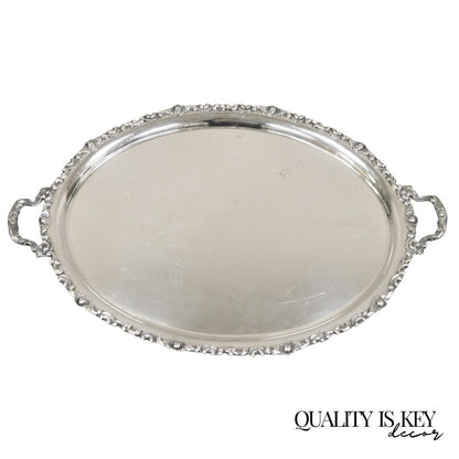 Vintage Alpaka Victorian Style Oval Silver Plated Serving Platter Tray