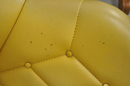 Mid Century Modern Yellow Tufted Naugahyde Swivel Butterfly Club Lounge Chair