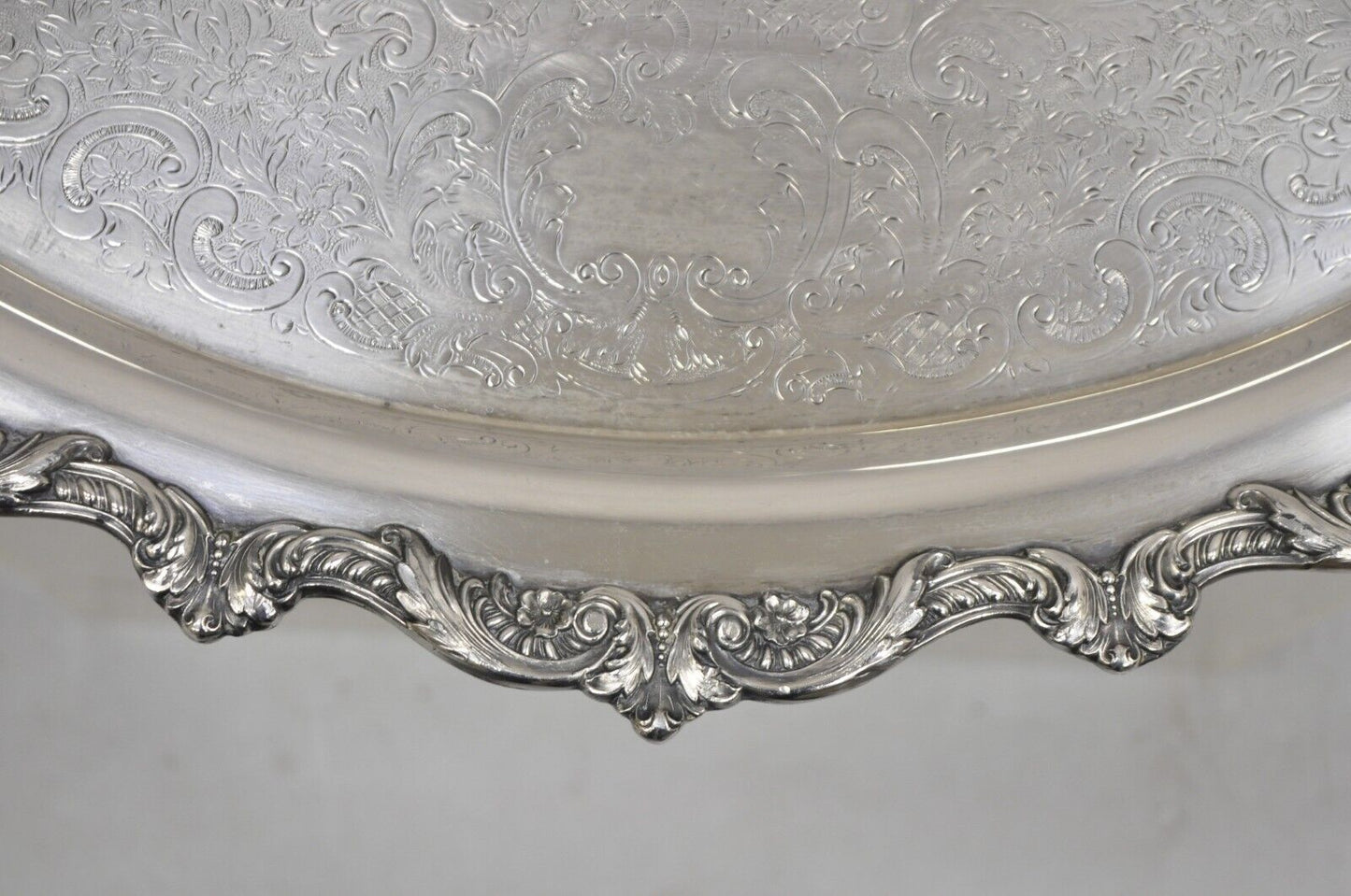 Vintage Old English Silver Plate Poole Silver Plated Oval Serving Platter Tray