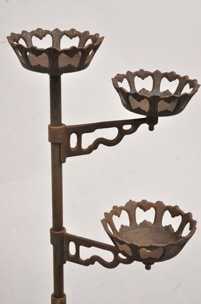 Antique Victorian Cast Iron 9 Tier 8 Arm Swing Pedestal Plant Stand